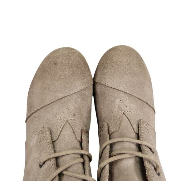 Toms Shoes Womens 7 Bootie Wedge Desert Lace Up Chukka Leather Casual Taupe Kala - Picture 10 of 15